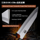 SHAN ZU 3PCS Japanese Knife Set, 9 Layers 10Cr15MoV High Carbon Steel Professional Kitchen Knives, Sharp Chef Knife Set with Ergonomic Red Sandalwood Handle, Sashimi Cooking & Cutting Knives Set