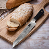 GYO Series | 8" Damascus Bread Knife + Magnetic Knife Sheath