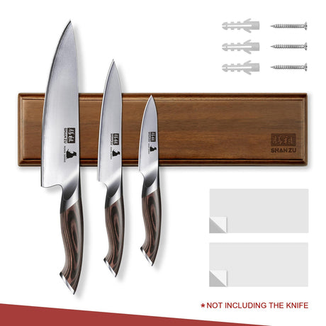 SHAN ZU 12" Wooden Magnetic Knife Holder for Wall & Fridge | Magnetic Knife Strips Use as Knife Bar