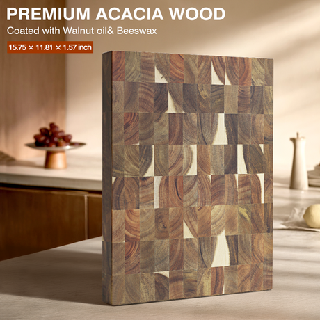 SHANZU Dual-Sided Vertical-Grain Acacia Wood Cutting Board – 40 × 30 × 4 cm