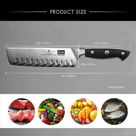 Sun Series Damascus Nakiri Knife | SHAN ZU Knvies