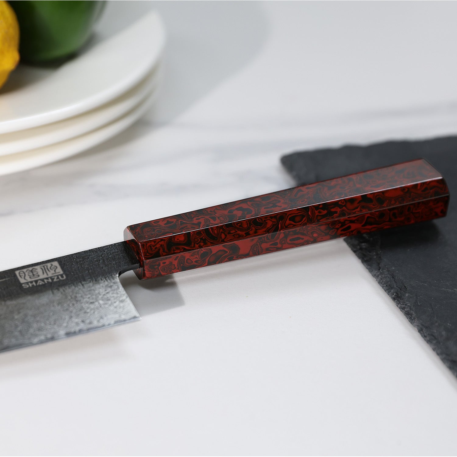SHAN ZU GUREN | 8" Forged Black Damascus Chef Knife+Magnetic Knife Sheath