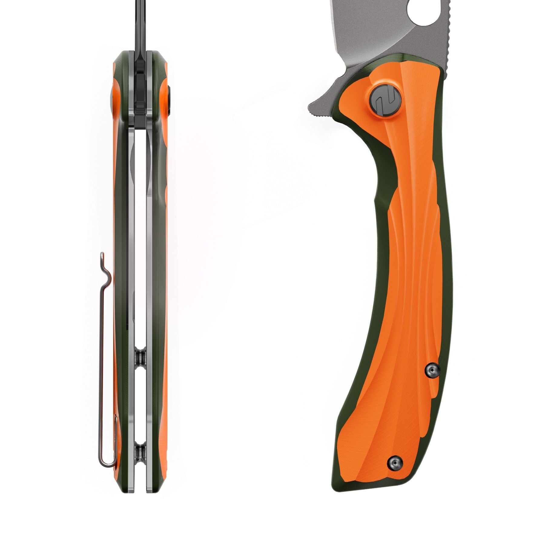 Orange Peafowl Liner Locking Knife ZDF905 7.80 Blade & G10 Handle | SHAN ZU Pocket Folding Knives
