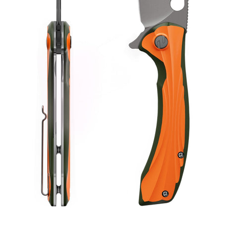 Orange Peafowl Liner Locking Knife ZDF905 7.80 Blade & G10 Handle | SHAN ZU Pocket Folding Knives