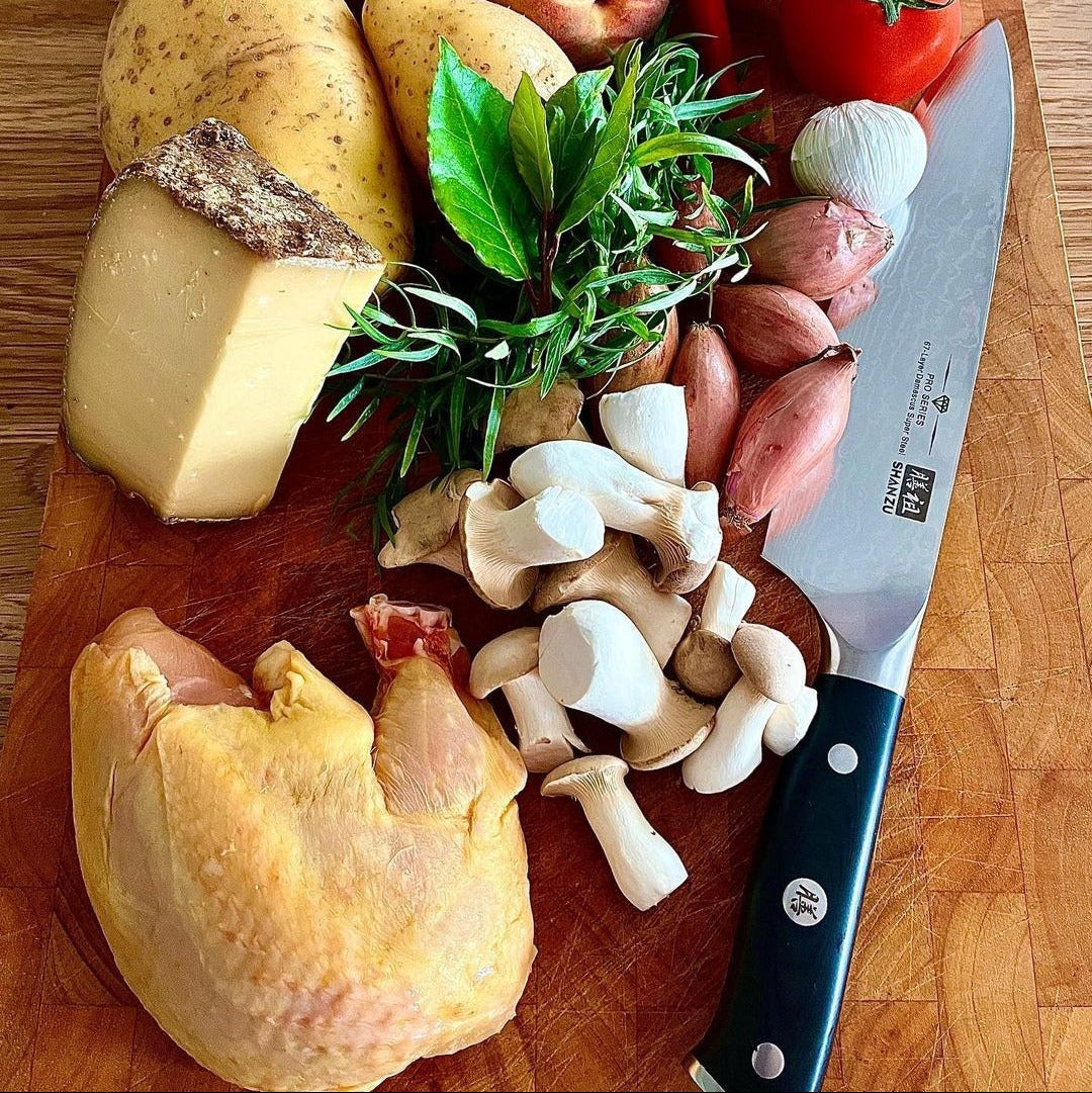 SHAN ZU PRO | Cuchillo de chef de Damasco + funda magnética para cuchillo