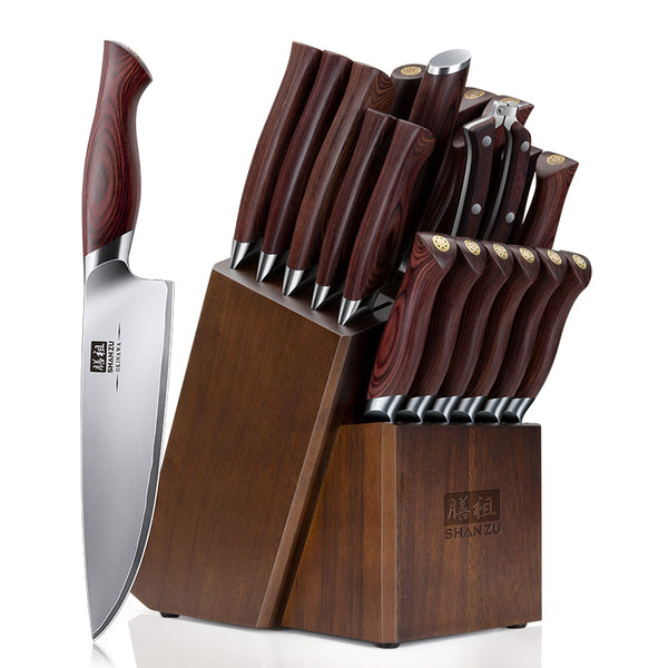 Okinawa Series| 21 PCS Knife Block Set with Ergonomic Pakka Wood