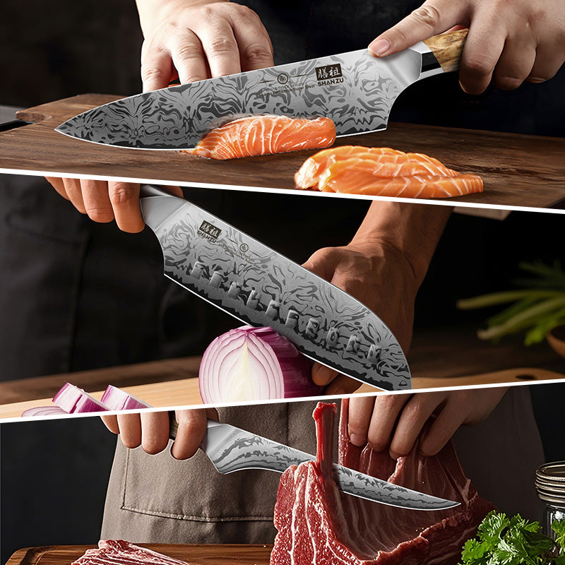 White Tiger Series |  5-Piece Kitchen Knife Set + MAGNETIC KNIFE BLOCK