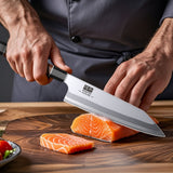 SHAN ZU 8 Inch Japanese Chef Knife, 9 Layers 10Cr15MoV High Carbon Steel Professional Kitchen Knife, Sharp Cooking Knife with Ergonomic Red Sandalwood Handle, Meat Cutting Sashimi Kiritsuke Knife