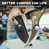SHAN ZU 6“ Green Camping Chef Knife | 14C28N Steel Butcher Knife with G10 Handle for Dad