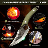 SHAN ZU 6“ Green Camping Chef Knife | 14C28N Steel Butcher Knife with G10 Handle for Dad