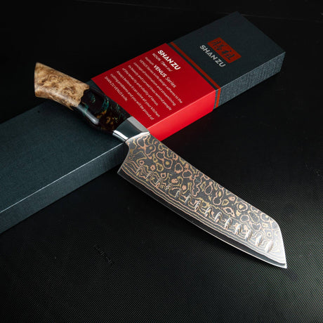 Venus Copper Damascus Santoku Knife