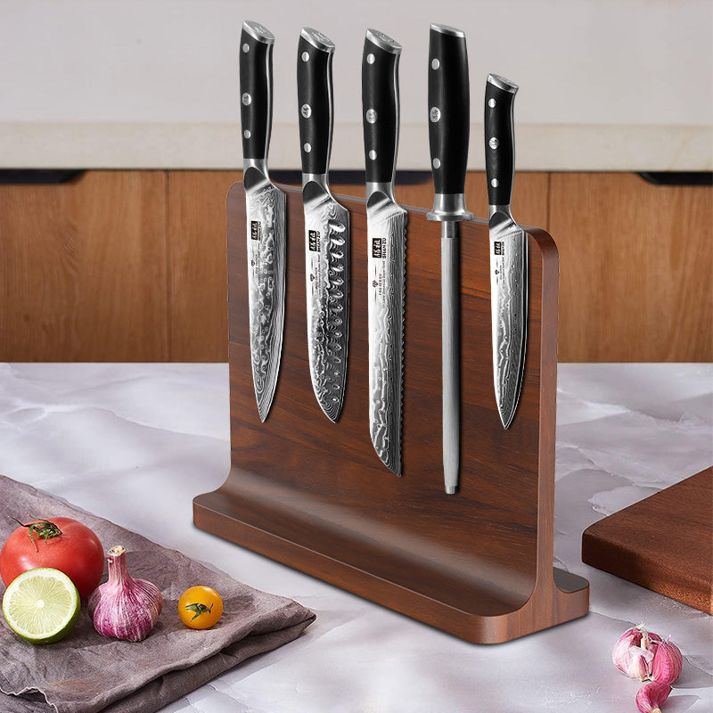 Double-Sided Magnetic Knife Block｜Natural Acacia Wood｜Elegant and Durable