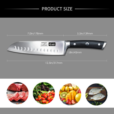 German Steel 7" Santoku Knife | SHAN ZU Knives