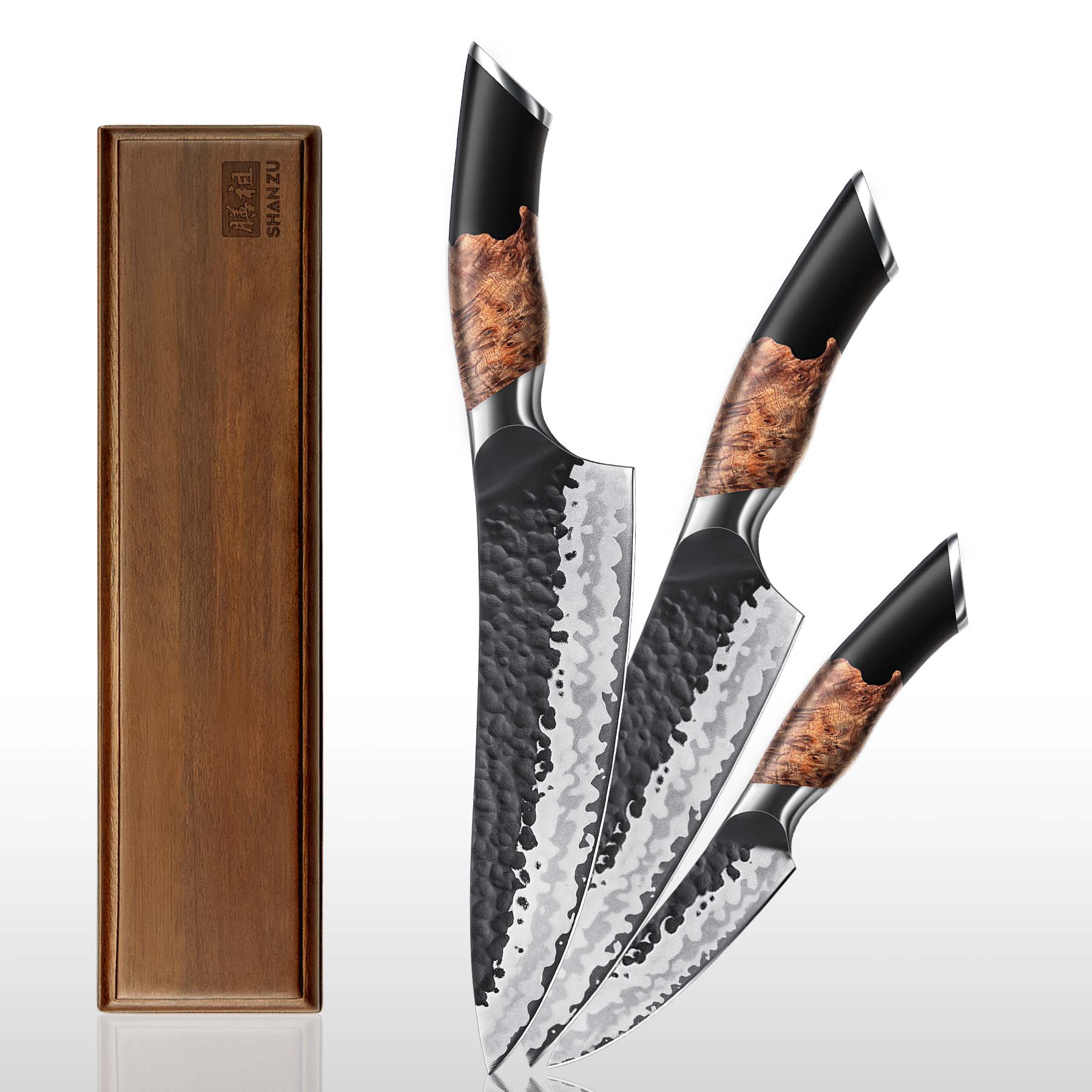 Tengu Series – 4-Piece Set with Wooden Magnetic Knife Holder