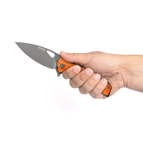 Orange Peafowl Liner Locking Knife ZDF905 7.80 Blade & G10 Handle | SHAN ZU Pocket Folding Knives