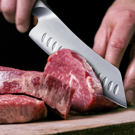 SHAN ZU 7” High Carbon Japanese Culinary Santoku Knife | Best Budget Chef Knife with a Comfortable Grip 