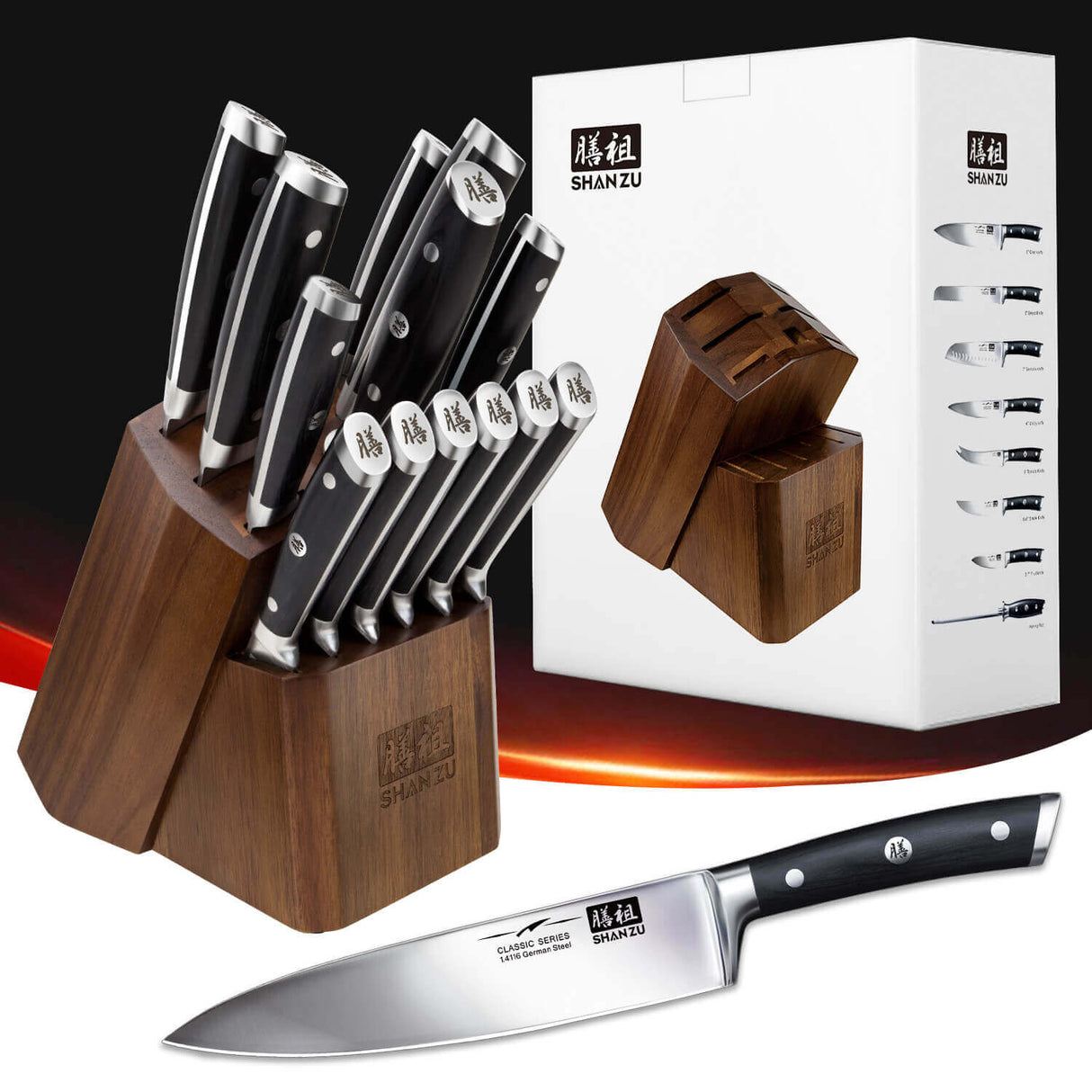 German Steel 14-PCS Knife Set | SHAN ZU Knives