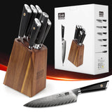 SHAN ZU 7-PCS Damascus GYO Knife Set with Block | Professional Kitchen Cutlery | Set of Best Knives For Kitchen