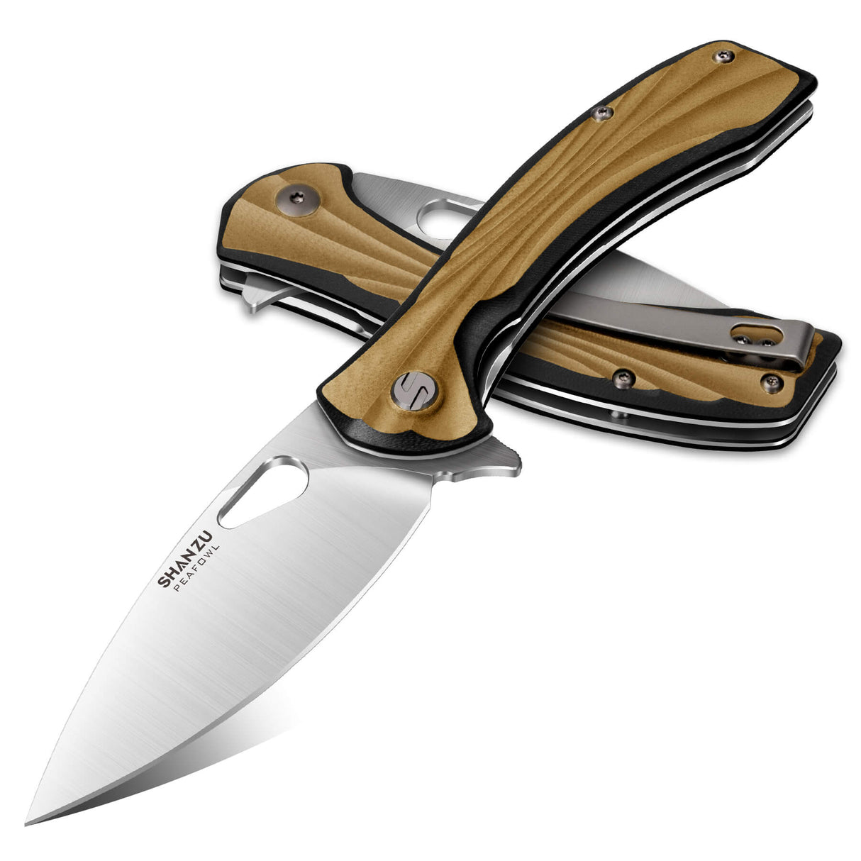 Yellow Peafowl Liner Locking Knife ZDF905 7.80 Blade & G10 Handle | SHAN ZU Pocket Folding Knives