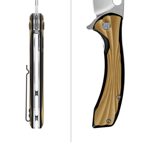 Yellow Peafowl Liner Locking Knife ZDF905 7.80 Blade & G10 Handle | SHAN ZU Pocket Folding Knives