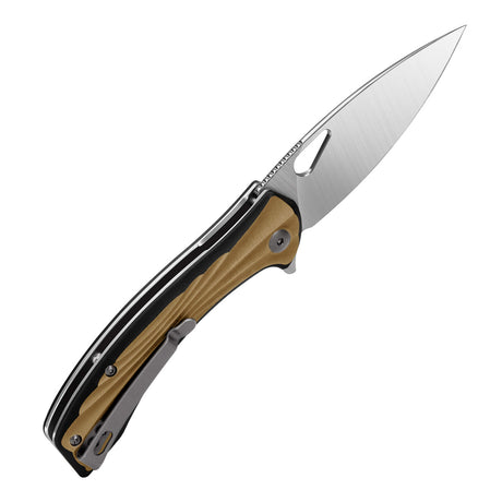 Yellow Peafowl Liner Locking Knife ZDF905 7.80 Blade & G10 Handle | SHAN ZU Pocket Folding Knives