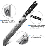 SHAN ZU PRO | Damascus Bread Knife + Magnetic Knife Sheath