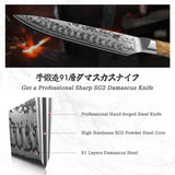 SHAN ZU WHITE TIGER | Coltello da intaglio in damasco + fodero magnetico per coltelli
