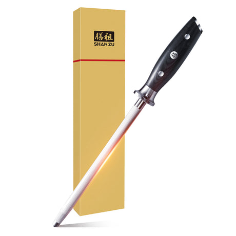 SHAN ZU 8" Professional Honing Steel for Chef Cooking Knives | Best Knife Sharpener Rod