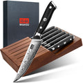 SHAN ZU | PRO Series 7-Piece Damascus Steak Knife Set with Block