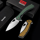 SHAN ZU Pocket Knife 3.2 in, Powder Steel Blade EDC Folding Knife for Men & Women, Utility Survival Knife with G10 Handle & Pocket Clip for Camping Fishing Hiking Hunting - Green