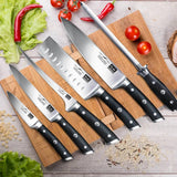 SHAN ZU High Carbon Steel 7-PCS Kitchen Knife Block Set | Professional & Best Household Japanese HC Steel Chef Knife Set